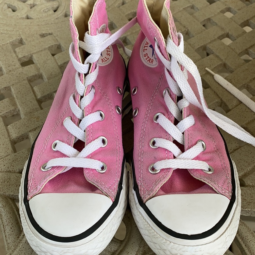 Converse pink high tops girls size 1